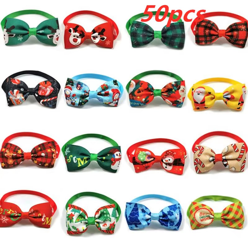 30/50Pcs Christmas Pet Dog Bowties Ties Small Dog Puppy Bowties Necktie Dog Christmas Bowtie Grooming Accessories